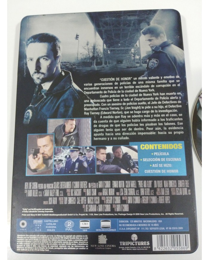 CUESTION DE HONOR PRIDE AND GLORY DVD STEELBOOK EDWARD NORTON COLIN FARRELL - AM