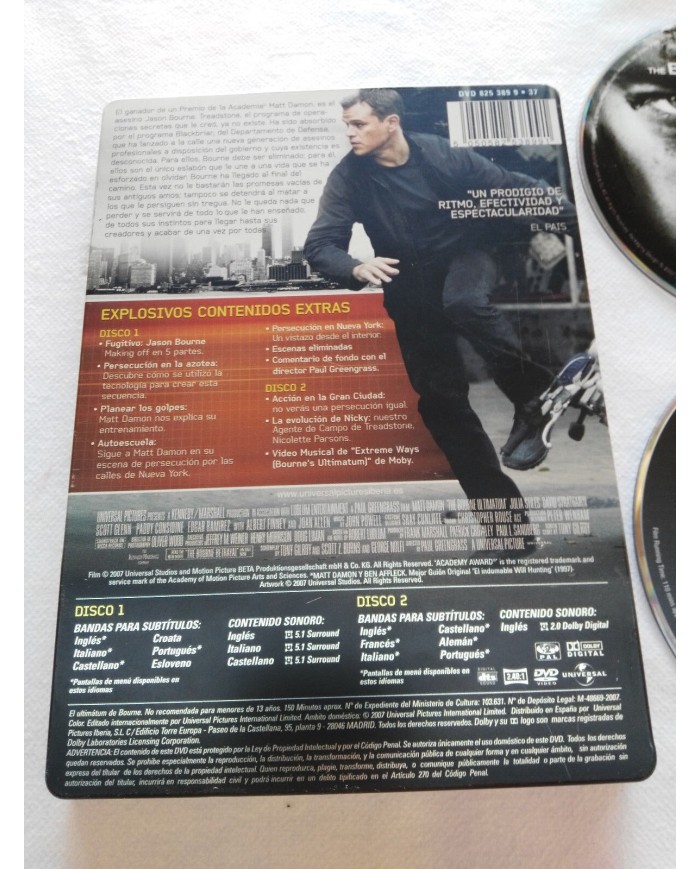 JASON BOURNE EL ULTIMATUM DE BOURNE 2 DVD MATT DAMON STEELBOOK CAJA METALICA AM