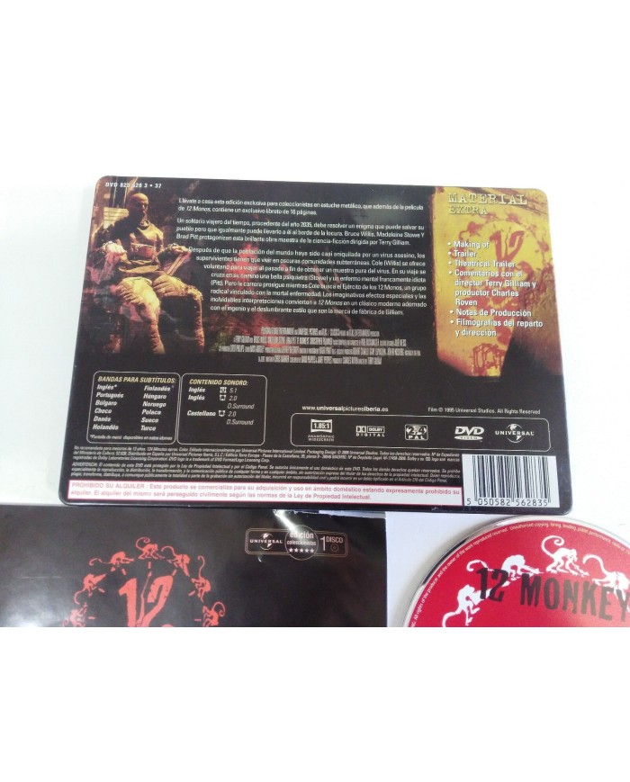 12 MONOS TWELVE MONKEYS BRAD PITT BRUCE WILLIS DVD STEELBOOK ESPA?OL ENGLISH AM