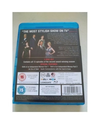 Mad Men Season Two 2 Complete - 3 x Blu-Ray Ingles Subtitulos Espa?ol - 3T