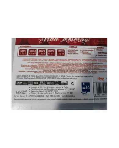 GRAN RESERVA TEMPORADA 1 COMPLETA - 5 DVD CASTELLANO + EXTRAS - 3T