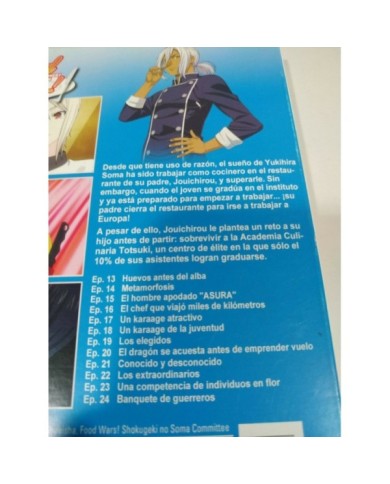 Food Wars ! Shokugeki No Soma Temporada 1 Parte 2 -Blu-Ray Japones Espa?ol - 3T