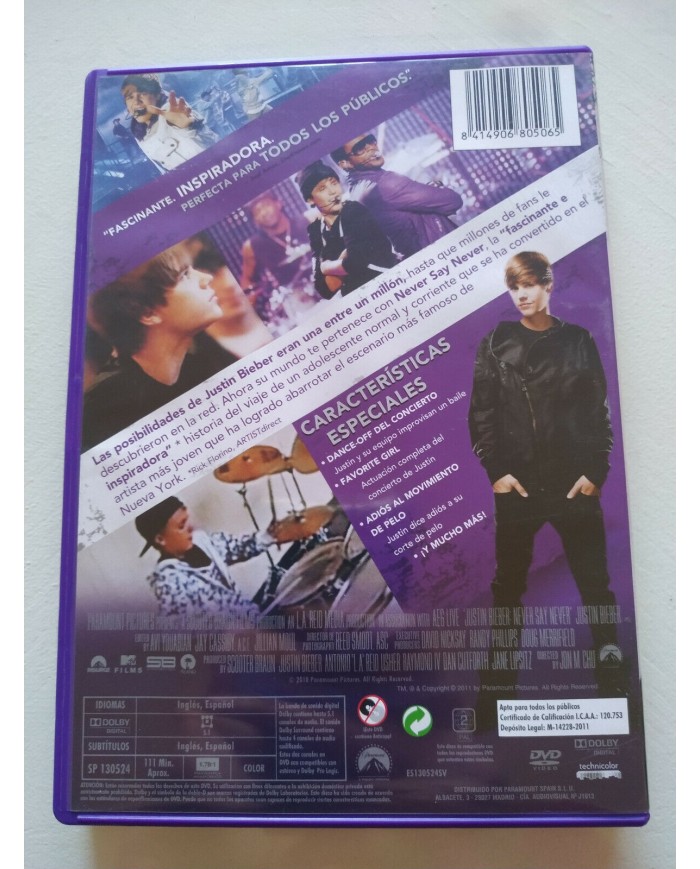 Justin Bieber Never Say Never Director?s Fan Cut - DVD Espa?ol Ingles Am