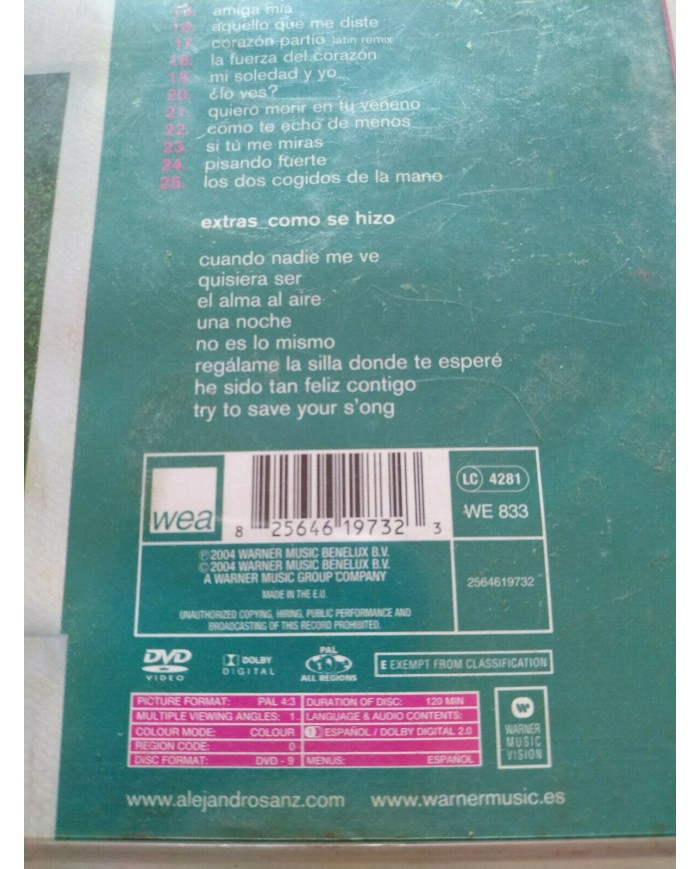 Alejandro Sanz Los Videos 91-04 WEA Region All 2004 - DVD