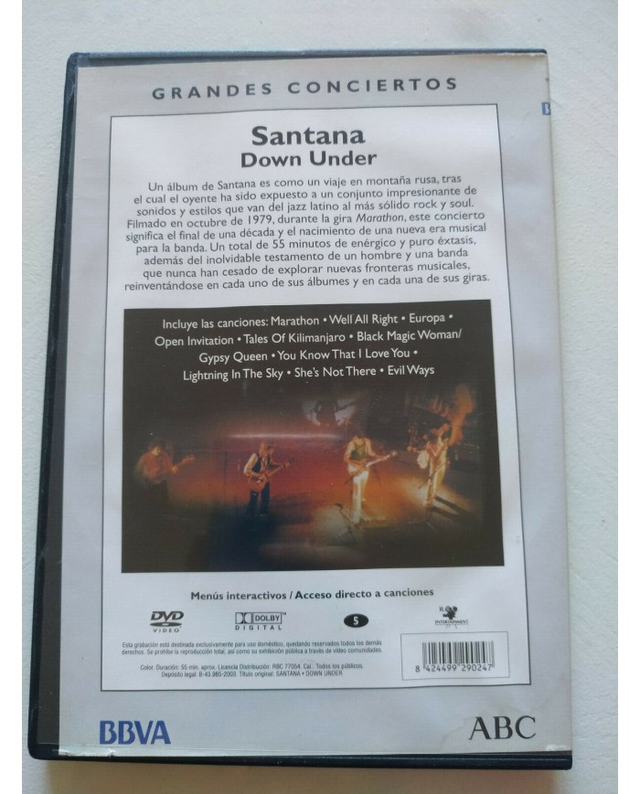 Santana Down Under Concierto 1979 Gira Marathon 2003 - DVD Am