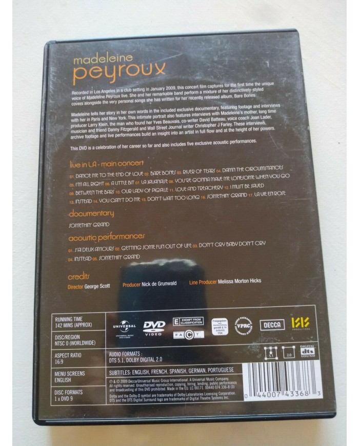 Madeleine Peyroux Somethin Grand Live 2009 in L.A. DECCA NTSC Region 0 - DVD 3T