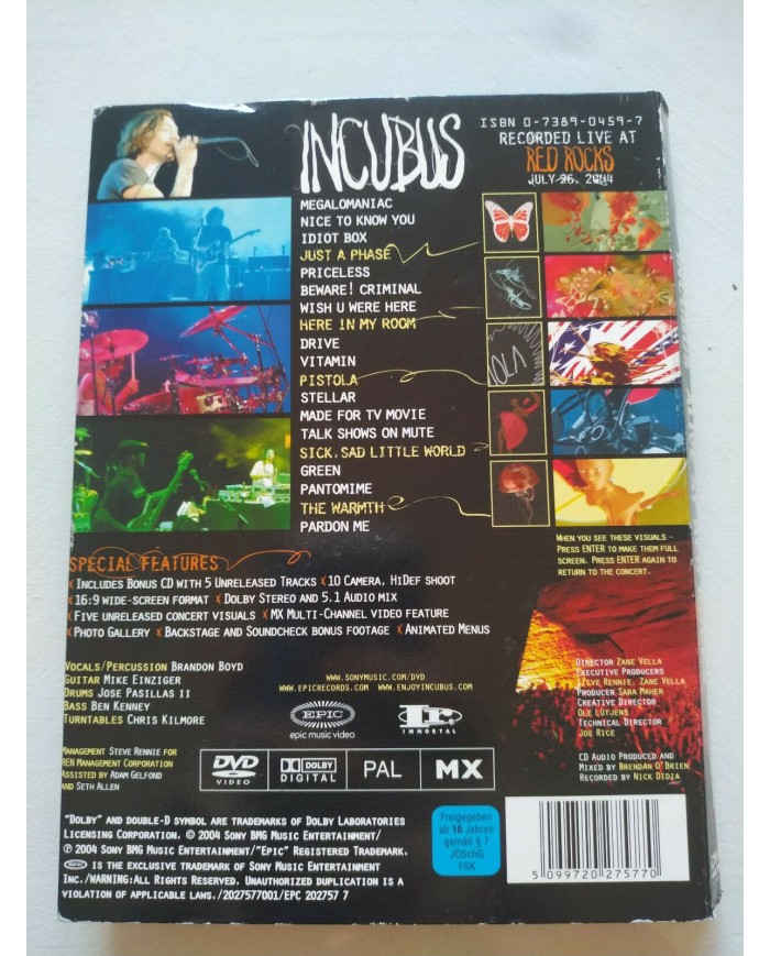 Incubus Alive At Red Rocks 2004 Sony Region 2 - CD + DVD Am