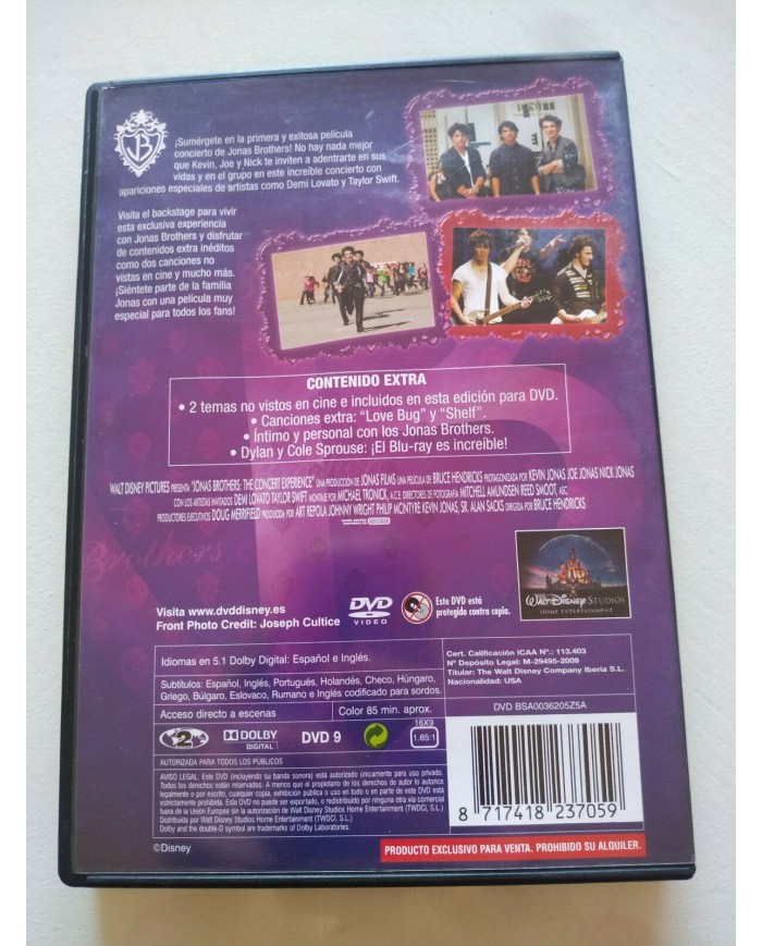 Jonas Brothers The Concert Experience Walt Disney DVD + Extras Region 2 - Am