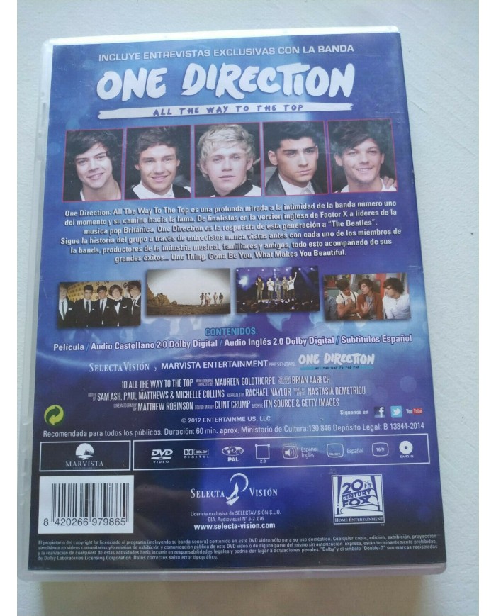 ONE DIRECTION All The Way To The Top DVD Espa?ol Ingles 2012 Region 2 - Am