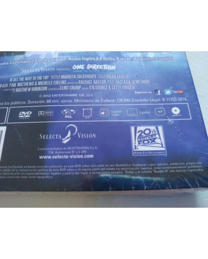 ONE DIRECTION All The Way To The Top 2012 DVD Portada HOLOGRAFICA Nuevo Am
