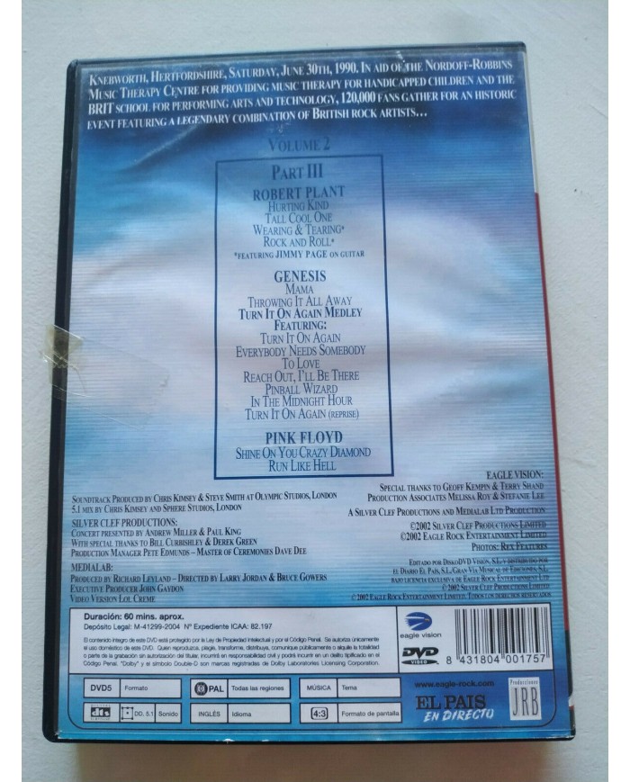 Live At Knebworth Volume 2 Part III Pink Floyd Jimmy Page Genesis Reg All - DVD