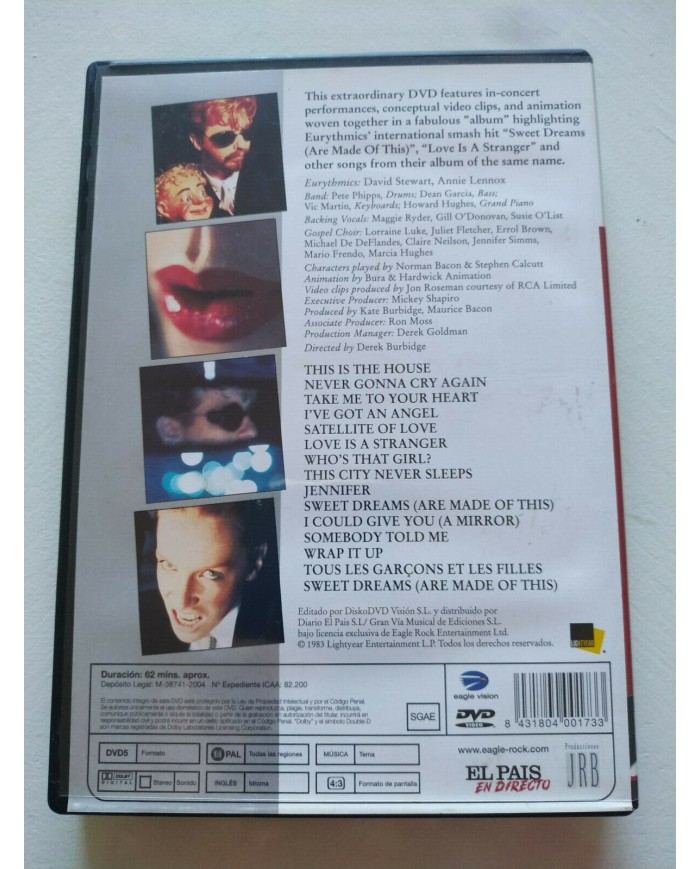 Eurythmics Sweet Dreams The Video Album Live Region All 2004 - DVD