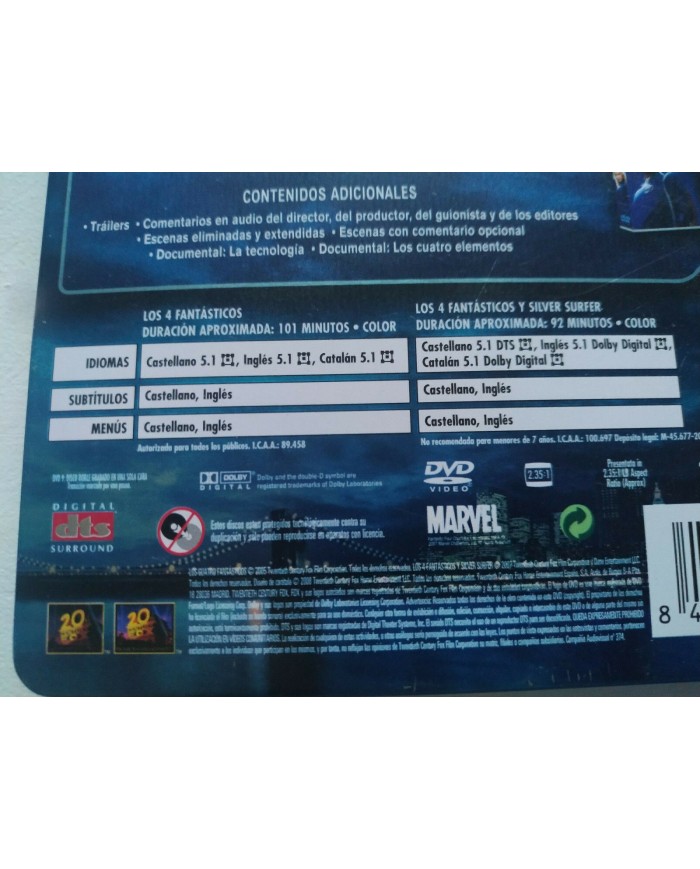 Los 4 Fantasticos + Silver Surfer Marvel Steelbook 4 x DVD Espa?ol Ingles 3T