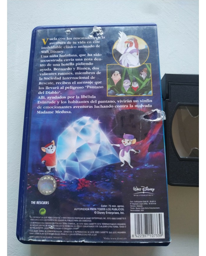 Los Rescatadores Clasicos de Walt Disney 1994 - VHS Cinta Tape Espa?ol - 3T