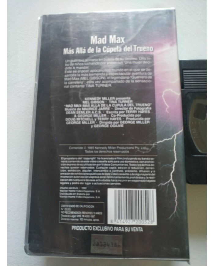 Mad Max Mel Gibson Mas Alla Cupula Trueno George Miller 1987 - VHS Espa?ol - 3T