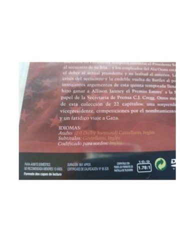 El Ala Oeste de la Casa Blanca Quinta Temporada Completa - 6 x DVD Region 2 - 3T