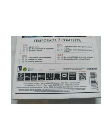 Borgen Segunda Temporada 2 Completa - 4 x DVD Espa?ol Danes Ingles Region 2 - 3T