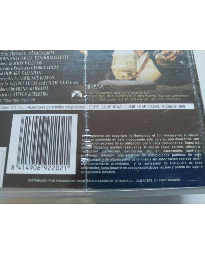 Indiana Jones En Busca del Arca Perdida 1989 Lucasfilm VHS Tape Espa?ol Nueva 4T