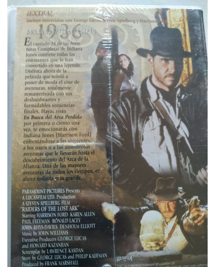 Indiana Jones En Busca del Arca Perdida 1989 Lucasfilm VHS Tape Espa?ol Nueva 4T