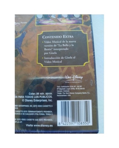 La Bella Y La Bestia Los Clasicos Walt Disney 2002 - VHS Cinta Espa?ol Nueva 4T