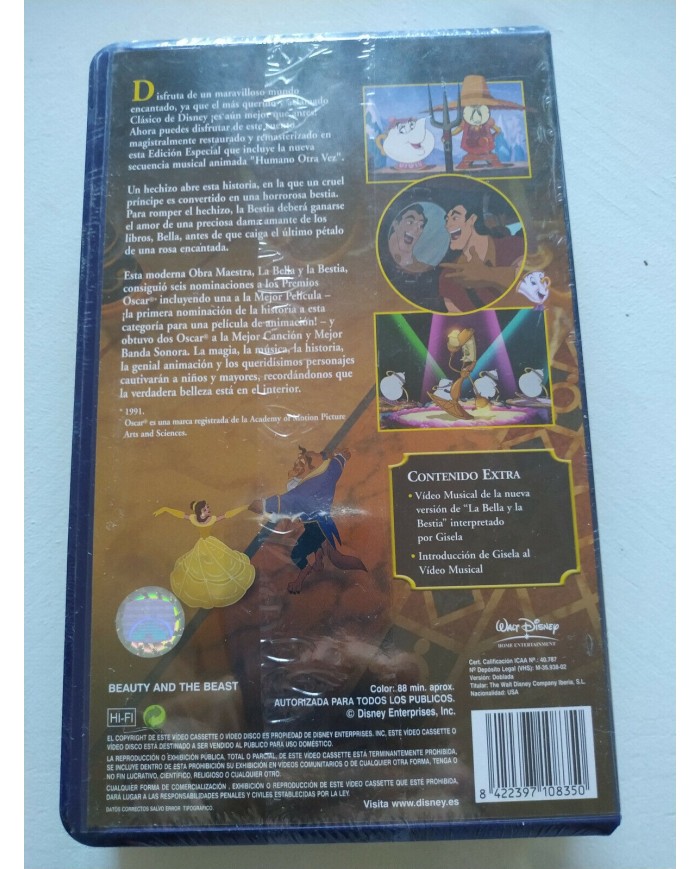 La Bella Y La Bestia Los Clasicos Walt Disney 2002 - VHS Cinta Espa?ol Nueva 4T