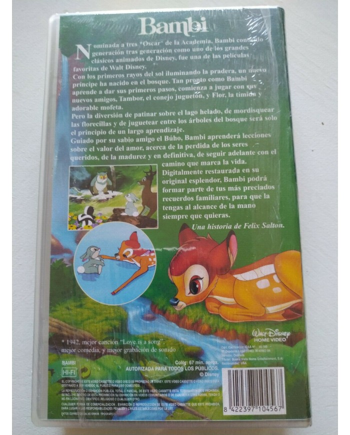Bambi Los Clasicos De Walt Disney 1999 - VHS Cinta Espa?ol Nueva - 4T