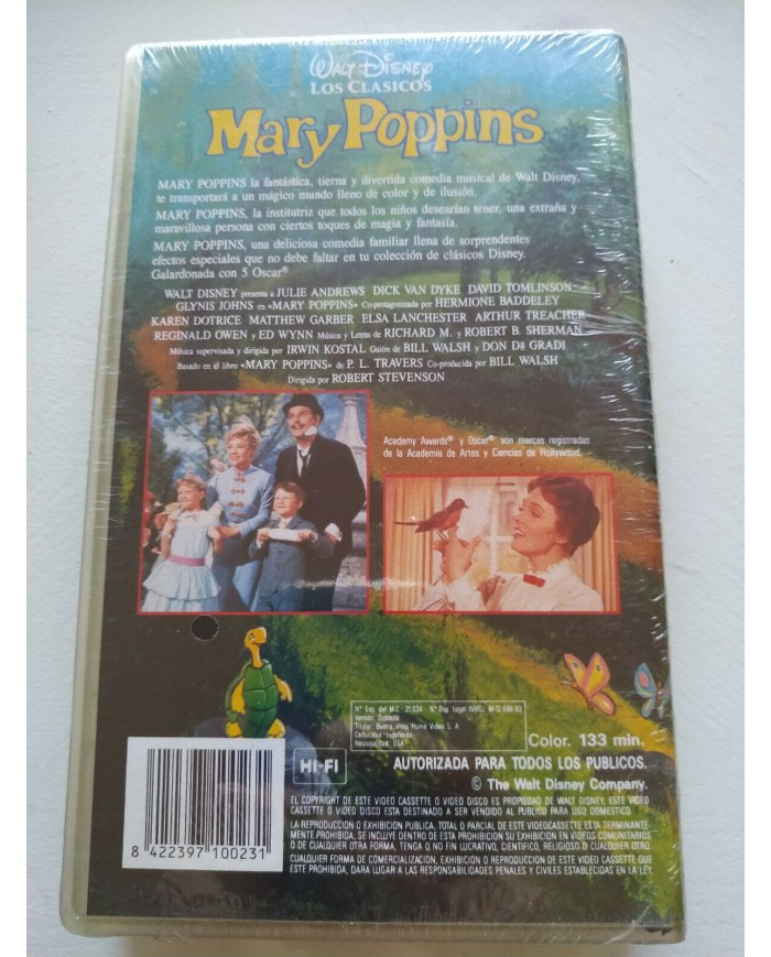 Mary Poppins Los Clasicos Walt Disney 1983 - VHS Cinta Espa?ol Nueva - 4T
