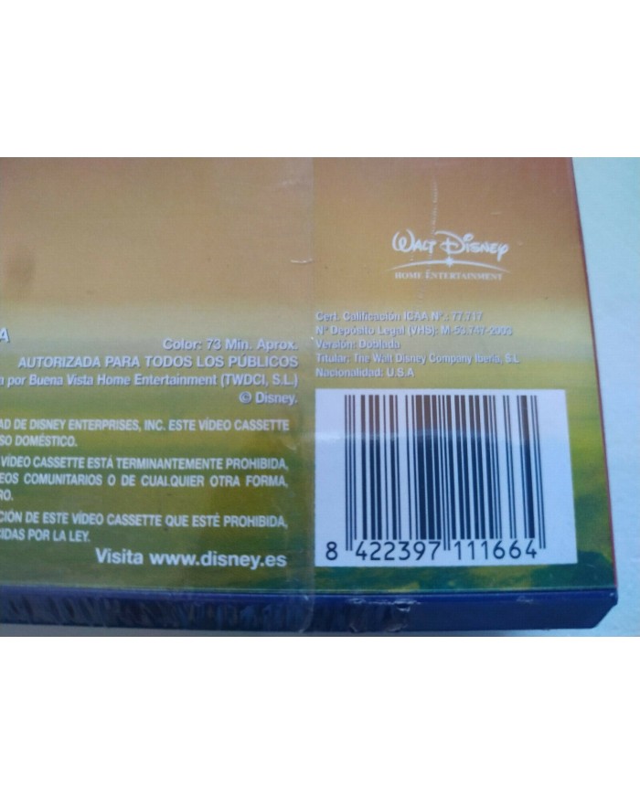 El Rey Leon 3 Hakuna Matata Walt Disney 2003 - VHS Cinta Tape Espa?ol Nueva 4T