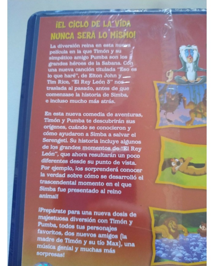 El Rey Leon 3 Hakuna Matata Walt Disney 2003 - VHS Cinta Tape Espa?ol Nueva 4T