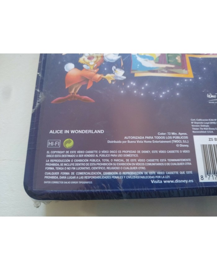 Alicia en el Pais de las Maravillas Walt Disney VHS Cinta Tape Espa?ol Nueva 3T