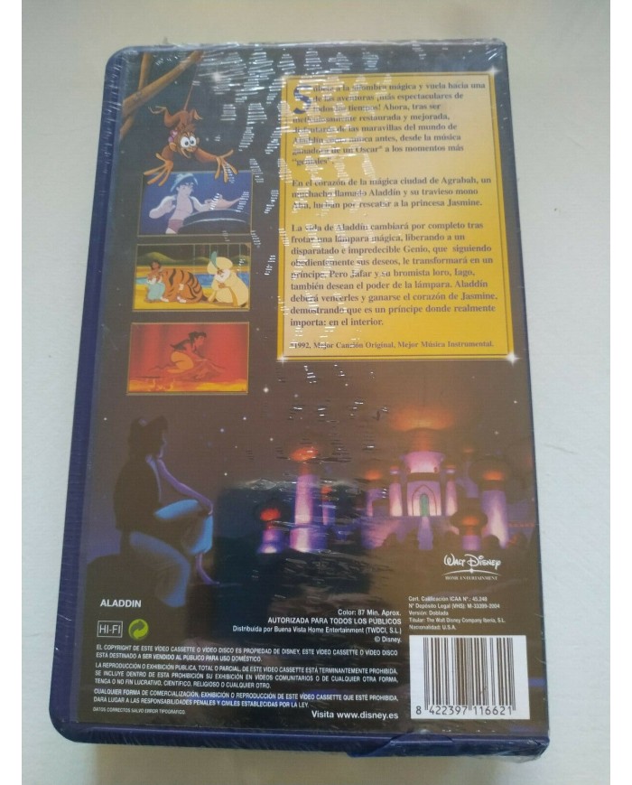 Aladdin Edicion Especial Walt Disney 2004 - VHS Cinta Tape Espa?ol Nueva 4T