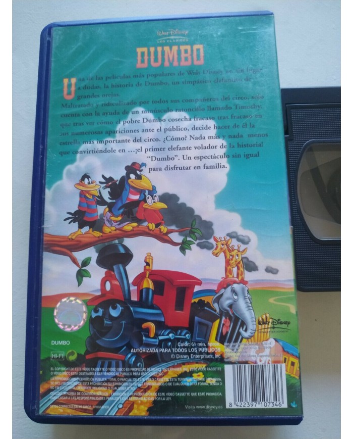 Dumbo Los Clasicos de Walt Disney 2000 - VHS Cinta Tape Espa?ol - Am
