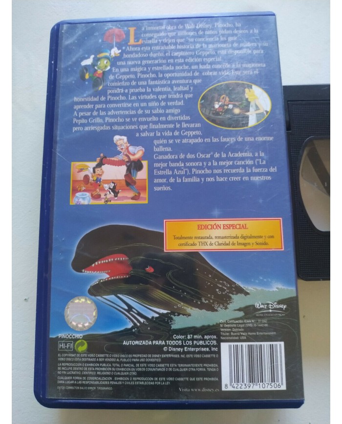 Pinocho Edicion Especial Los Clasicos Walt Disney 2003 VHS Cinta Tape Espa?ol Am