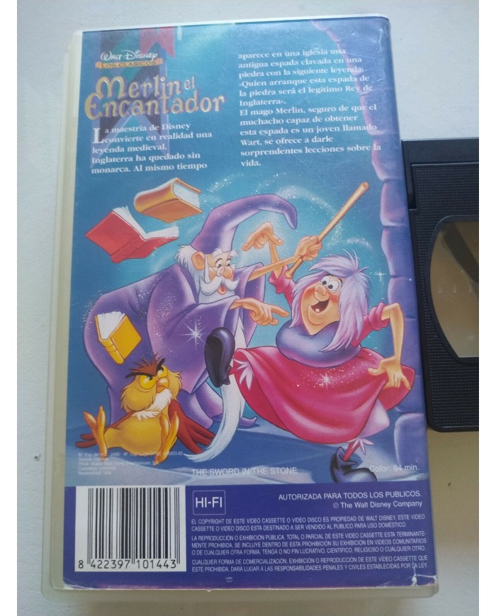 Merlin el Encantador 1992 Walt Disney - VHS Cinta Tape Espa?ol - Am