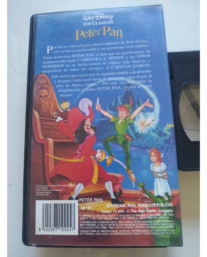 Peter Pan Los Clasicos de Walt Disney 1992 - VHS Cinta Tape Espa?ol - Am