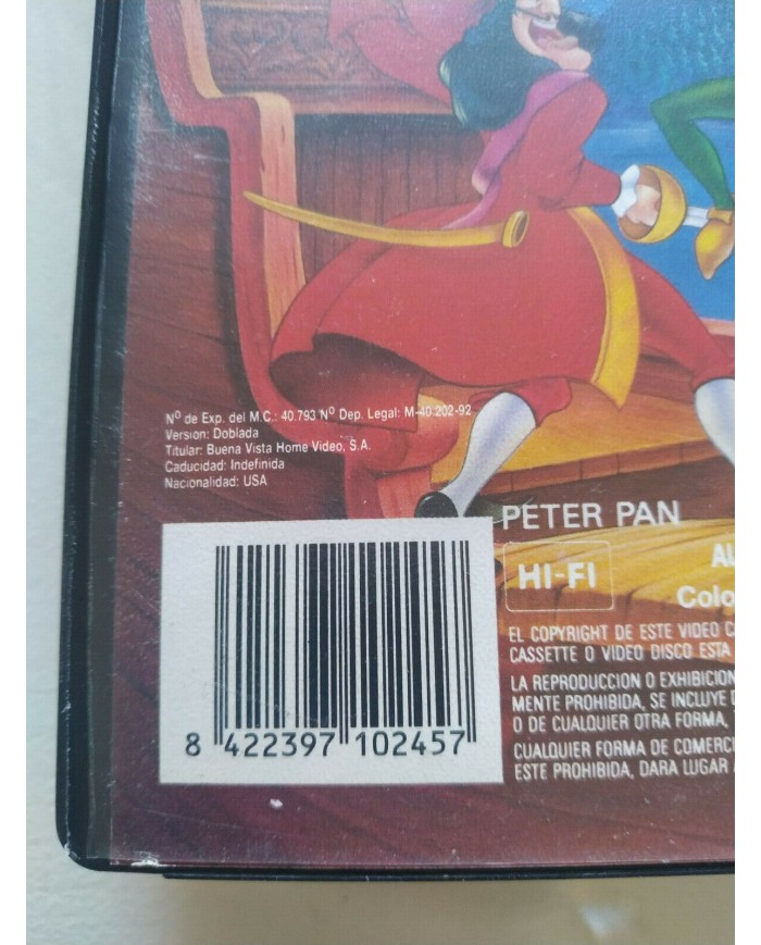 Peter Pan Los Clasicos de Walt Disney 1992 - VHS Cinta Tape Espa?ol - Am