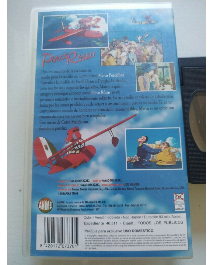 Porco Rosso Hayao Miyazaki Anime Studio Ghibli - VHS Cinta Tape Espa?ol