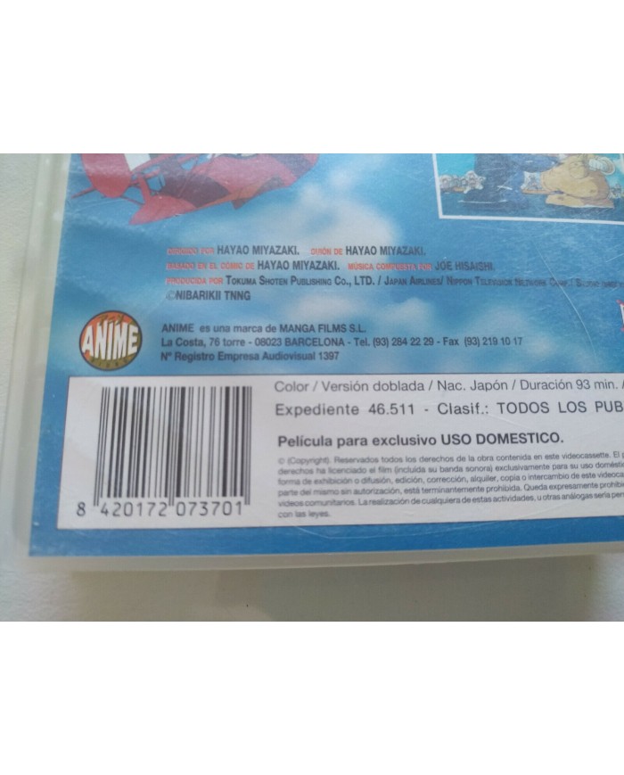 Porco Rosso Hayao Miyazaki Anime Studio Ghibli - VHS Cinta Tape Espa?ol