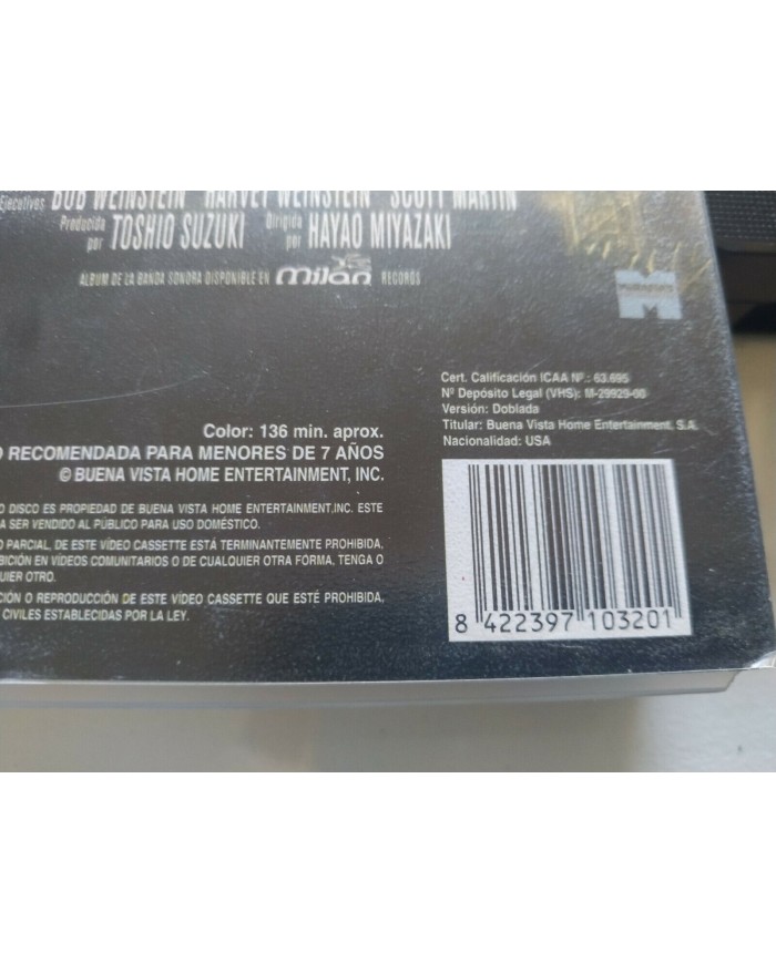 La Princesa Mononoke Hayao Miyazaki Anime Studio Ghibli 2000 - VHS Espa?ol Am
