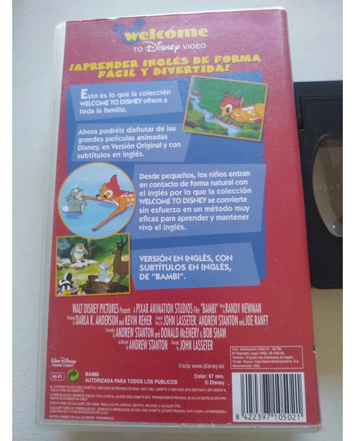 Bambi Los Clasicos Walt Disney 2000 VHS Cinta Tape Ingles con Subtitulos VO - 3T