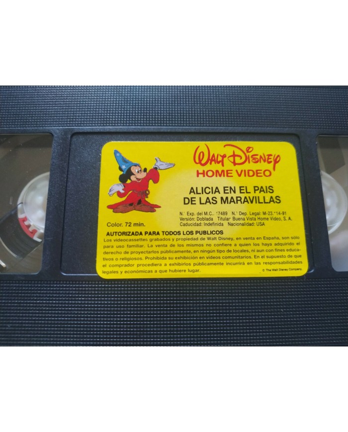 Alicia en el Pais de las Maravillas Walt Disney 1991 - VHS Cinta Tape Espa?ol Am