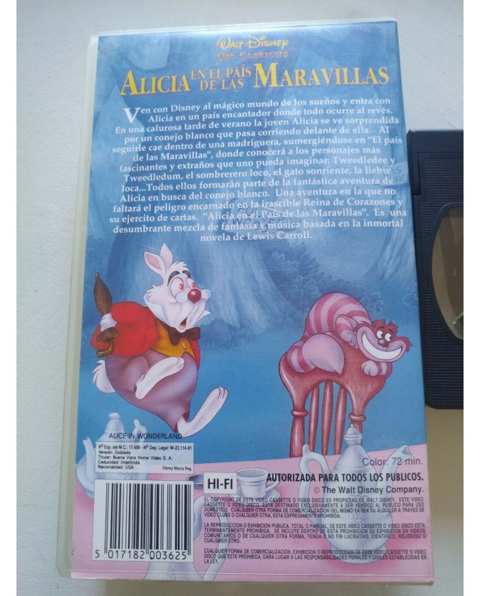 Alicia en el Pais de las Maravillas Walt Disney 1991 - VHS Cinta Tape Espa?ol Am