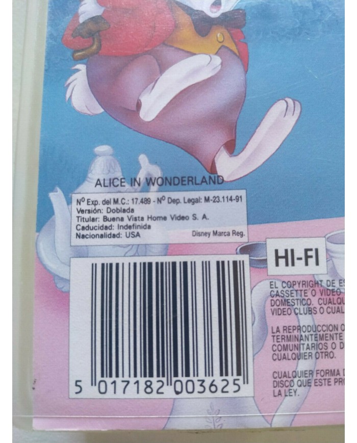 Alicia en el Pais de las Maravillas Walt Disney 1991 - VHS Cinta Tape Espa?ol Am