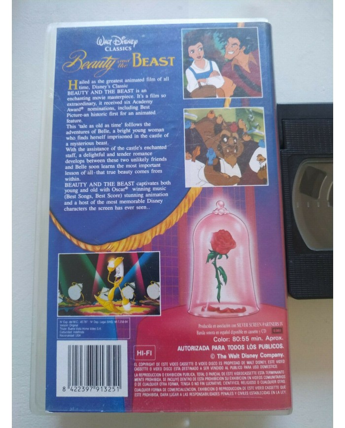 Beauty and The Beast Classics Walt Disney 1994 - VHS Cinta Tape Ingles - 3T