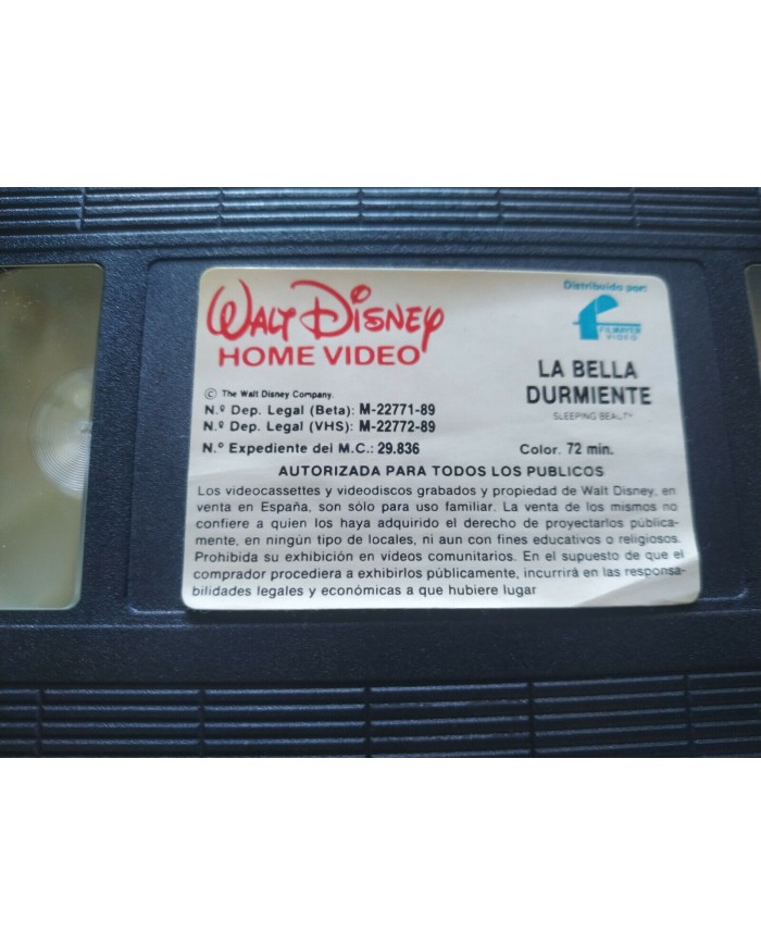 La Bella Durmiente 1989 Primera Edicion Walt Disney - VHS Cinta Tape Espa?ol