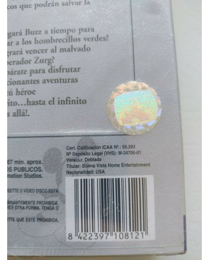 Buzz Lightyear La Pelicula Walt Disney 2001 - VHS Cinta Tape Espa?ol Nueva