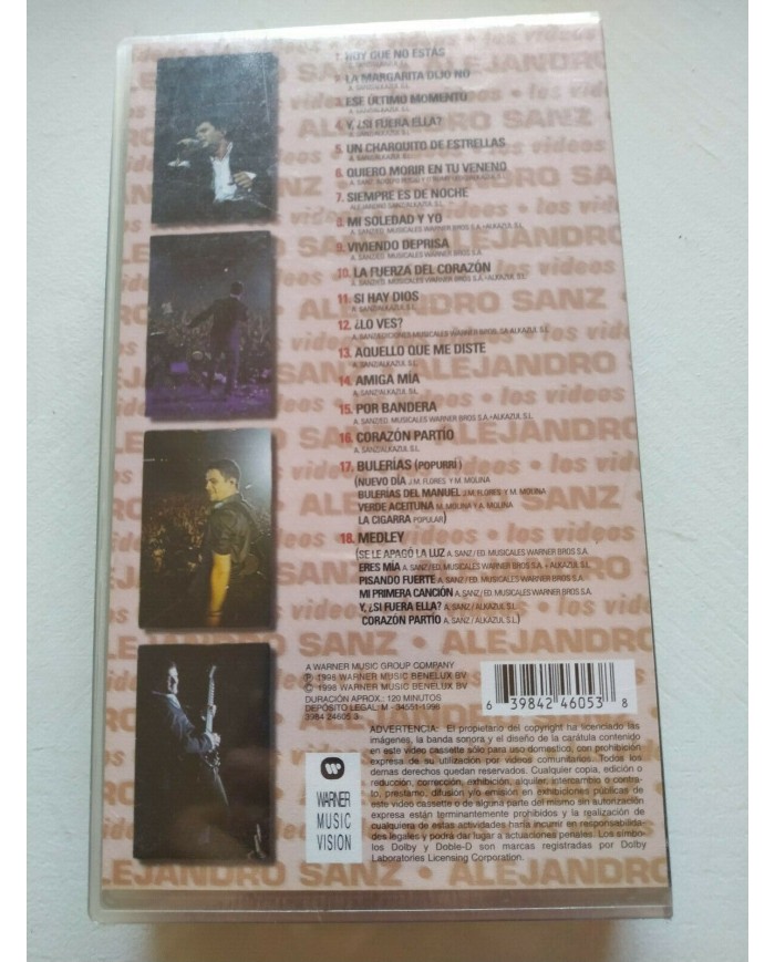 Alejandro Sanz En Concierto Tour Mas 98 Warner - VHS Cinta Tape V.O. Nueva 4T