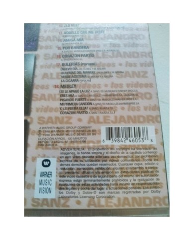 Alejandro Sanz En Concierto Tour Mas 98 Warner - VHS Cinta Tape V.O. Nueva 4T
