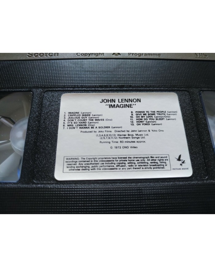 John Lennon Imagine The Film 1972 Ono Video EMI - VHS Cinta Tape V.O. - 4T