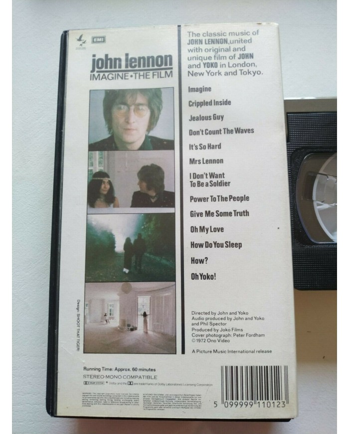John Lennon Imagine The Film 1972 Ono Video EMI - VHS Cinta Tape V.O. - 4T